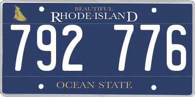 RI license plate 792776