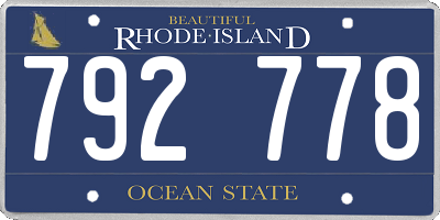 RI license plate 792778