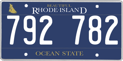 RI license plate 792782