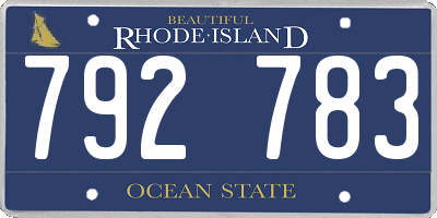 RI license plate 792783