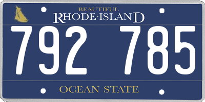 RI license plate 792785