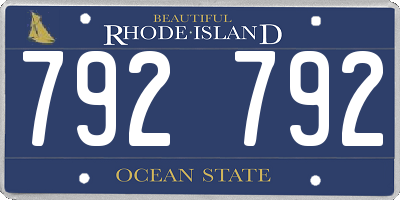 RI license plate 792792