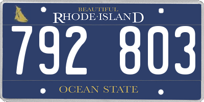 RI license plate 792803