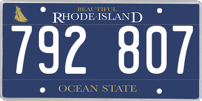 RI license plate 792807