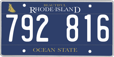 RI license plate 792816