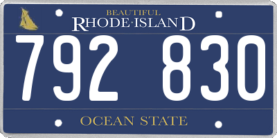 RI license plate 792830