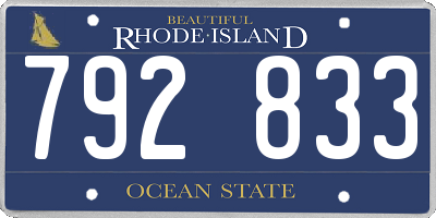 RI license plate 792833