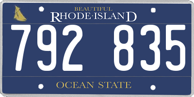 RI license plate 792835