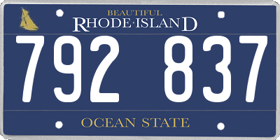 RI license plate 792837