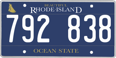 RI license plate 792838