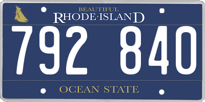 RI license plate 792840