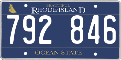 RI license plate 792846