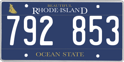 RI license plate 792853