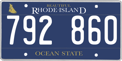 RI license plate 792860