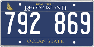 RI license plate 792869