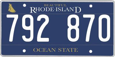 RI license plate 792870