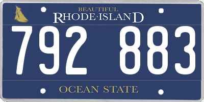 RI license plate 792883