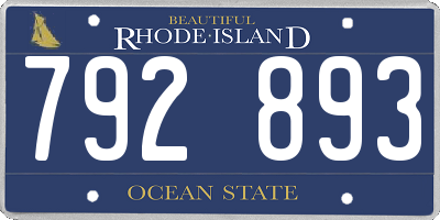 RI license plate 792893