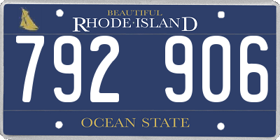 RI license plate 792906