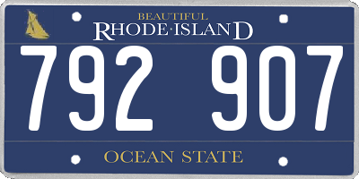 RI license plate 792907