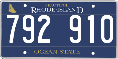 RI license plate 792910