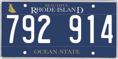 RI license plate 792914