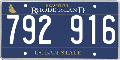 RI license plate 792916