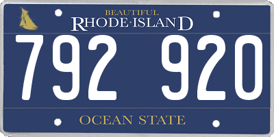 RI license plate 792920