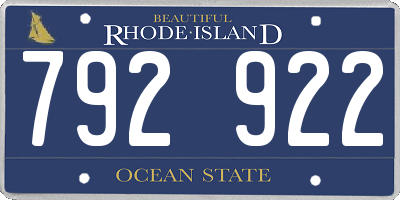 RI license plate 792922