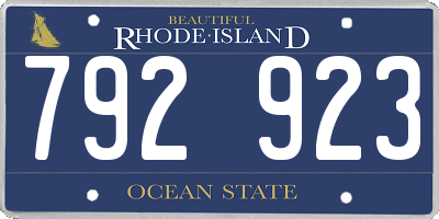 RI license plate 792923