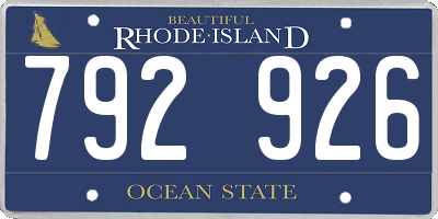 RI license plate 792926