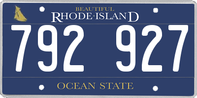 RI license plate 792927