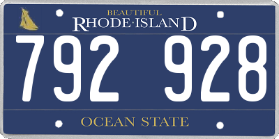 RI license plate 792928
