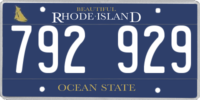 RI license plate 792929