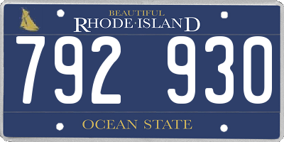 RI license plate 792930