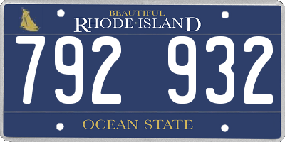 RI license plate 792932