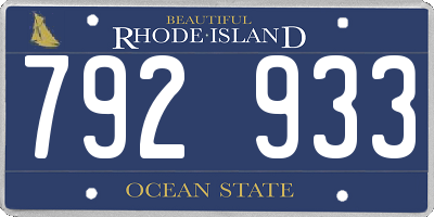 RI license plate 792933