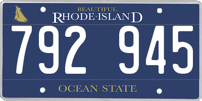 RI license plate 792945