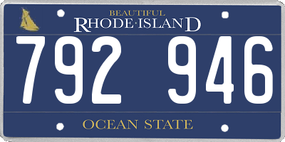 RI license plate 792946