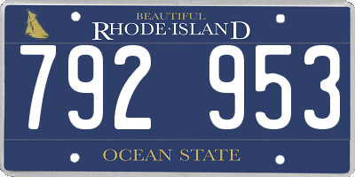 RI license plate 792953