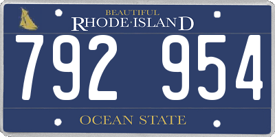 RI license plate 792954