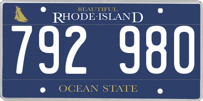 RI license plate 792980