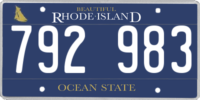 RI license plate 792983