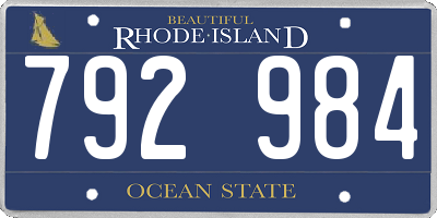 RI license plate 792984