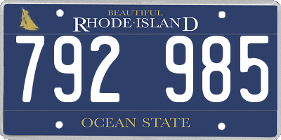 RI license plate 792985