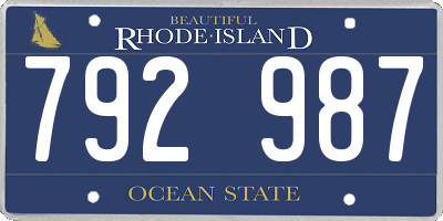 RI license plate 792987