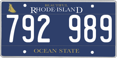RI license plate 792989