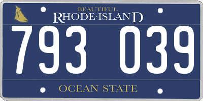 RI license plate 793039