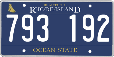 RI license plate 793192