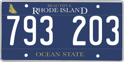 RI license plate 793203